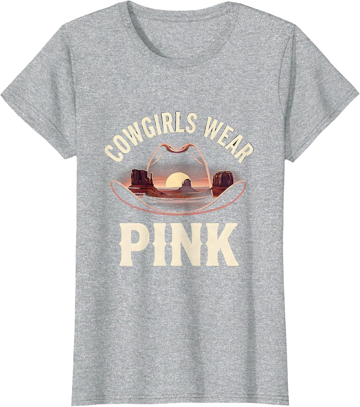 Cowgirls Wear Pink Western Rodeo Design T-Shirt - Heather Grey
