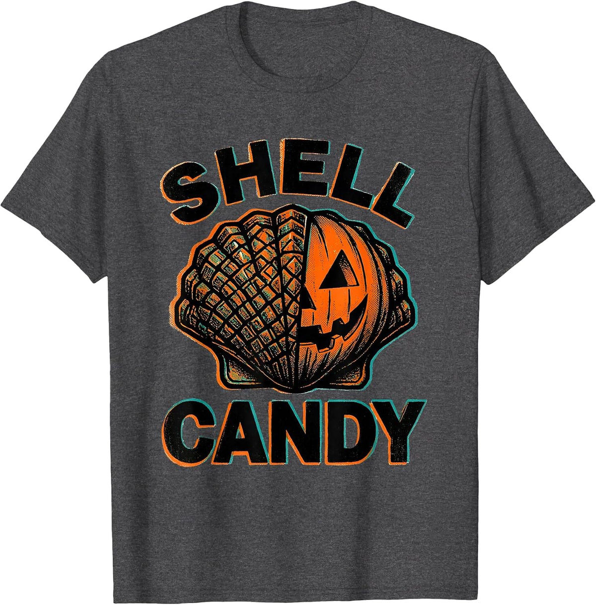 Men's Shell Candy Risograph Halloween Turtle Costume Novelty T-Shirt - Dark Heather Grey