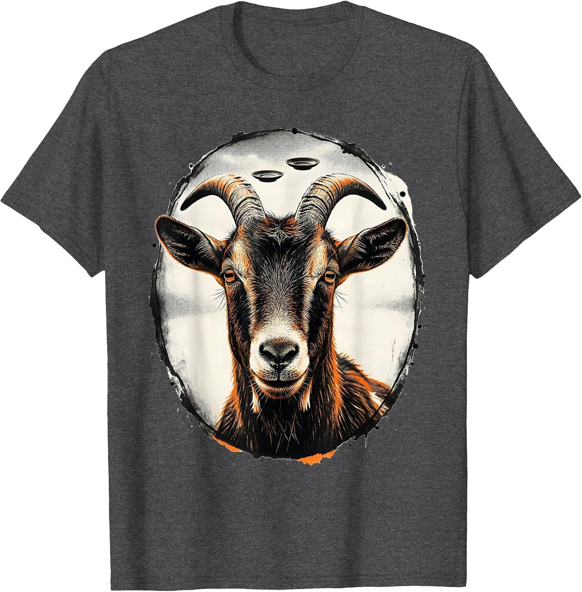 Men's Goat UFO Abduction Funny Animal Selfie Vintage T-Shirt - Dark Heather Grey