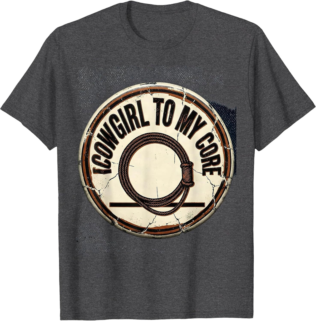 Men's Cowgirl To My Core Distressed Western Rodeo Badge T-Shirt - Dark Heather Grey