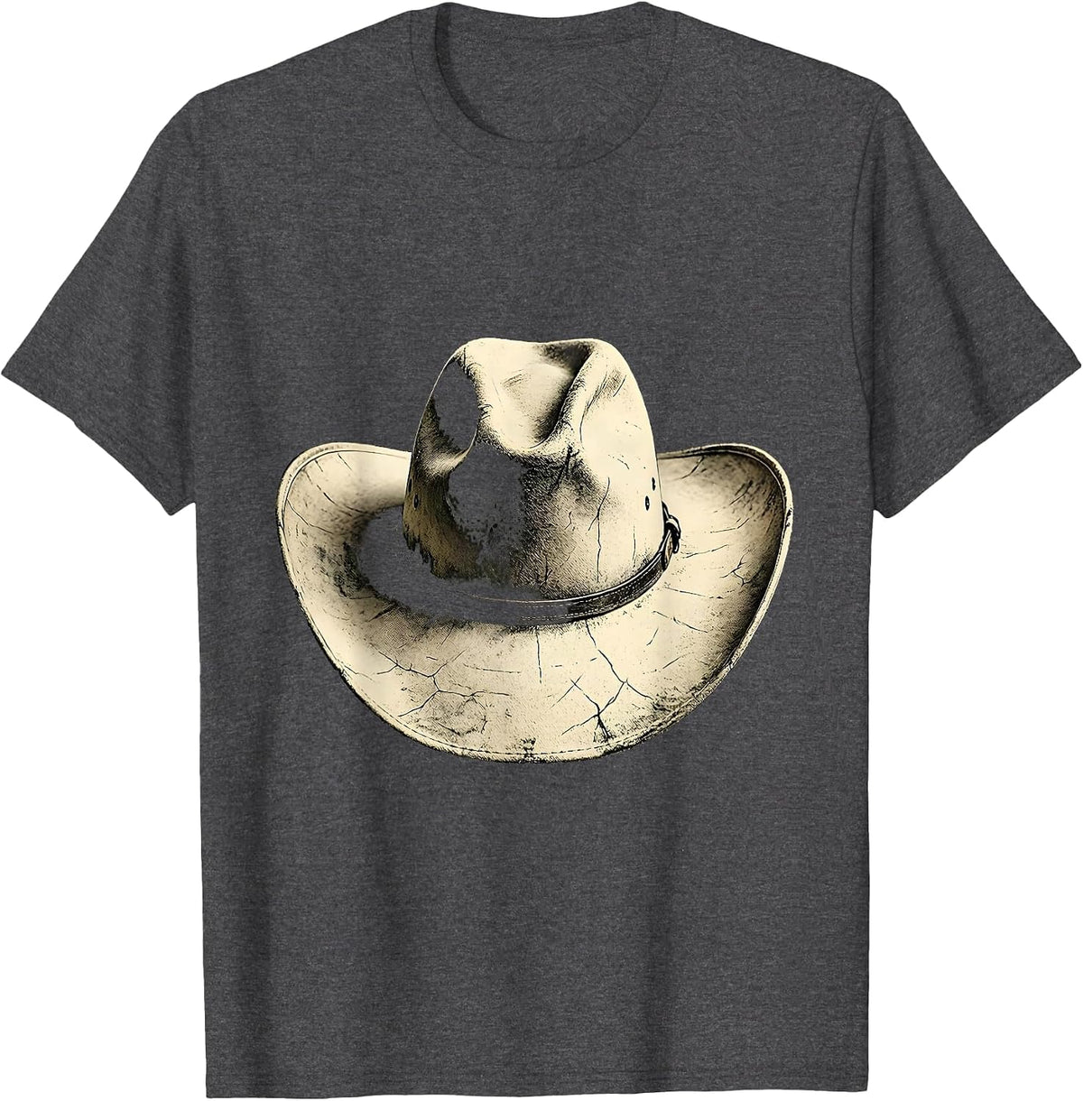 Wildflower Cowboy Hat Western Boho Illustration T-Shirt - Dark Heather Grey