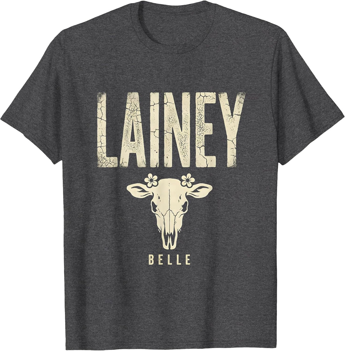 Men's Lainey Belle Boho Western Cowgirl Personalized Name Gift T-Shirt - Dark Heather Grey