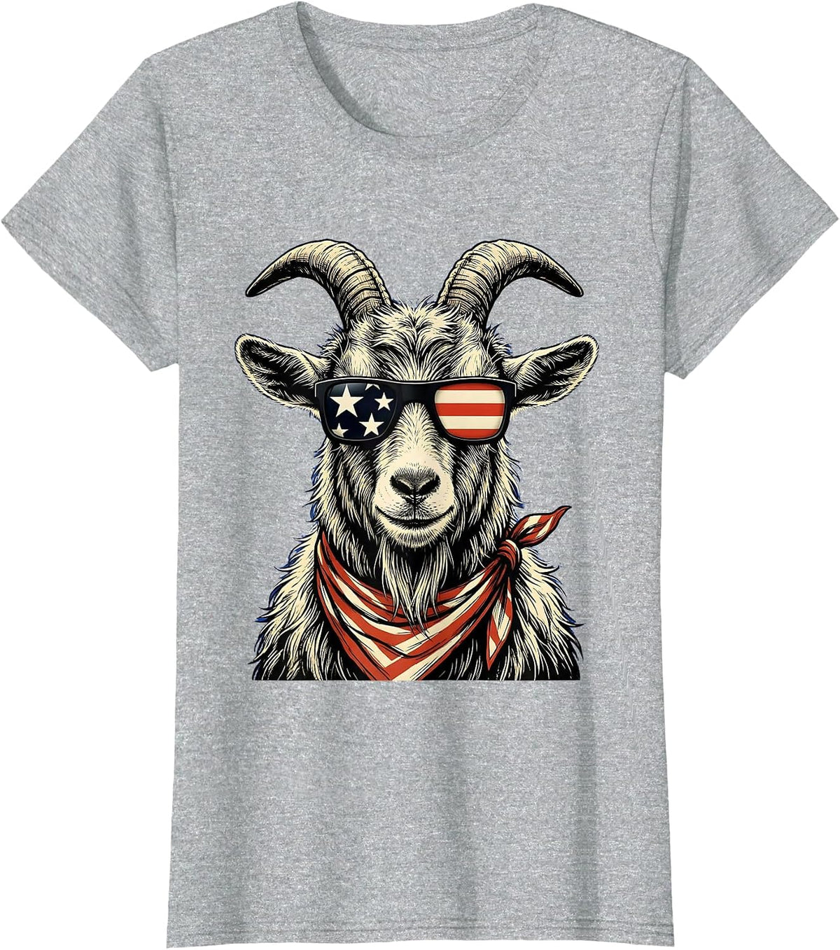 Shaggy Goat Sunglasses Animal Humor Novelty T-Shirt - Heather Grey