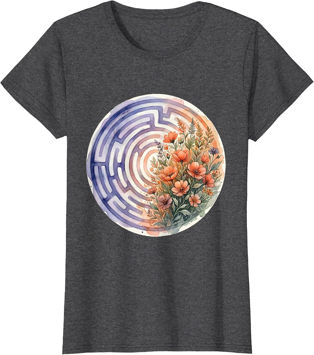 Women's Autism Awareness Labyrinth to Blooming Garden T-Shirt - Dark Heather Grey