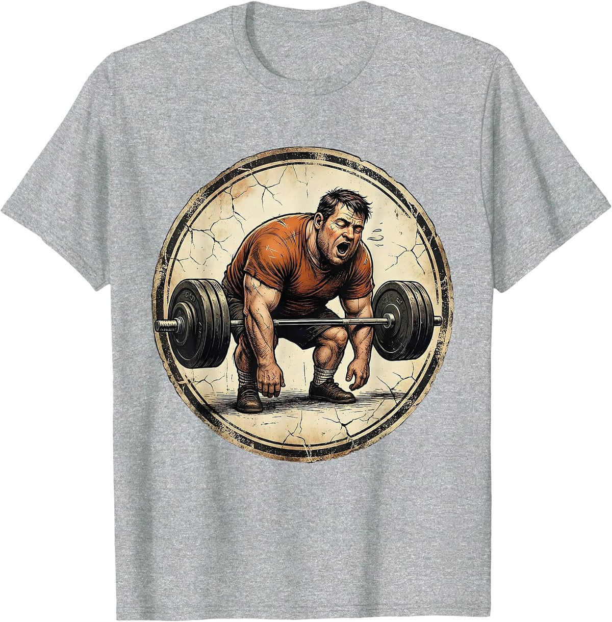 Men's Exhausted Gym Nap Funny Weightlifting Graphic T-Shirt - Heather Grey