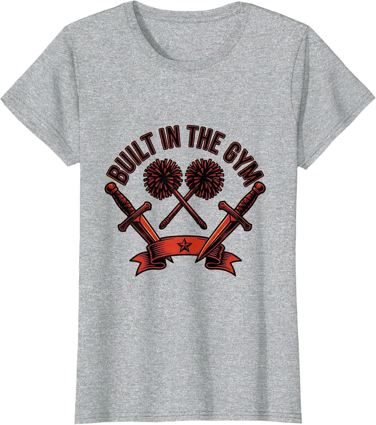 Built in the Gym Cheer and Fitness Design T-Shirt - Heather Grey