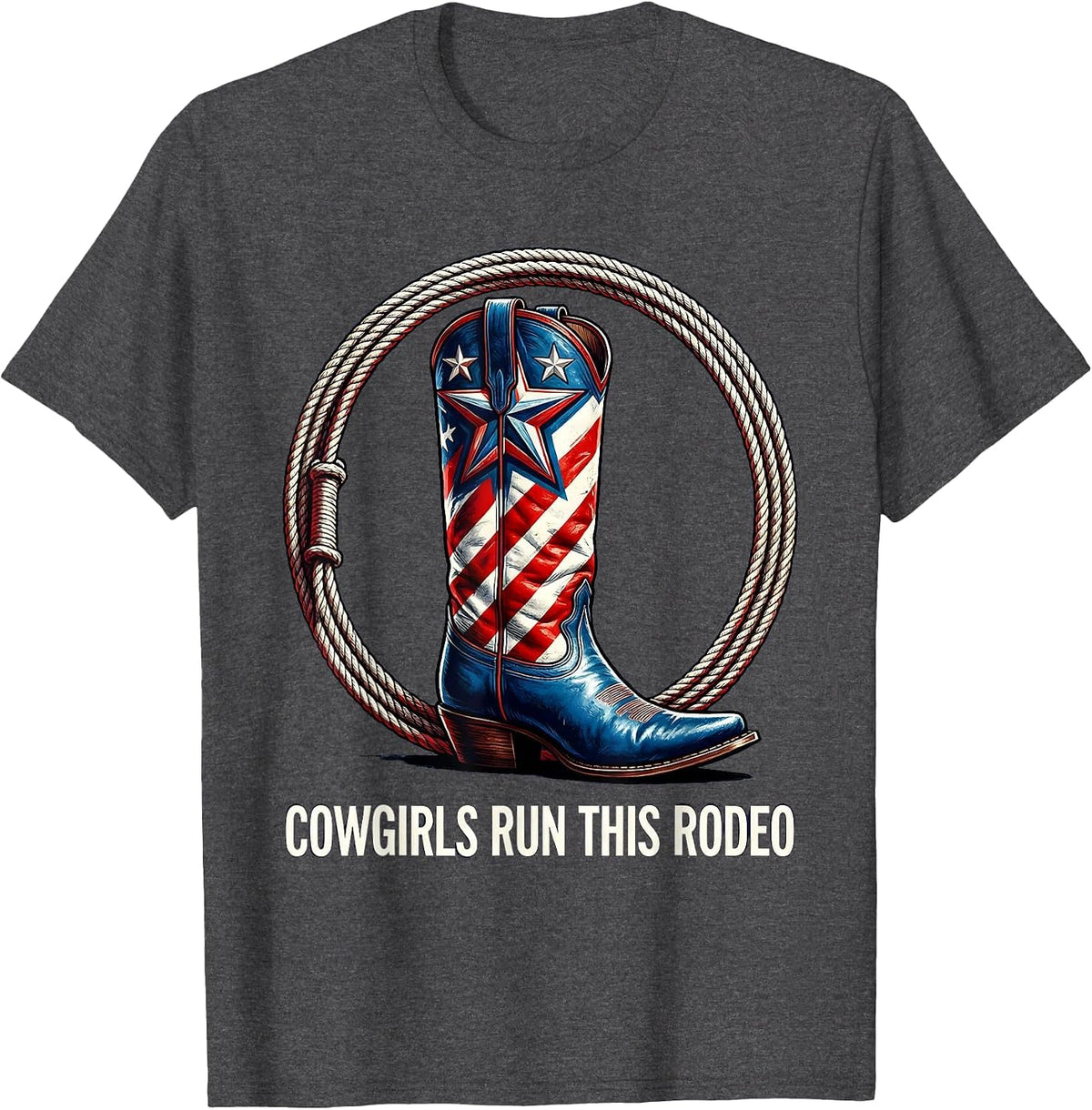Men's Cowgirls Run This Rodeo Western Design T-Shirt - Dark Heather Grey