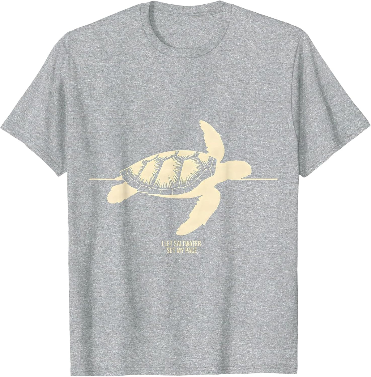 Men's I Let Saltwater Set My Pace Funny Sea Turtle Lover Beach T-Shirt - Heather Grey