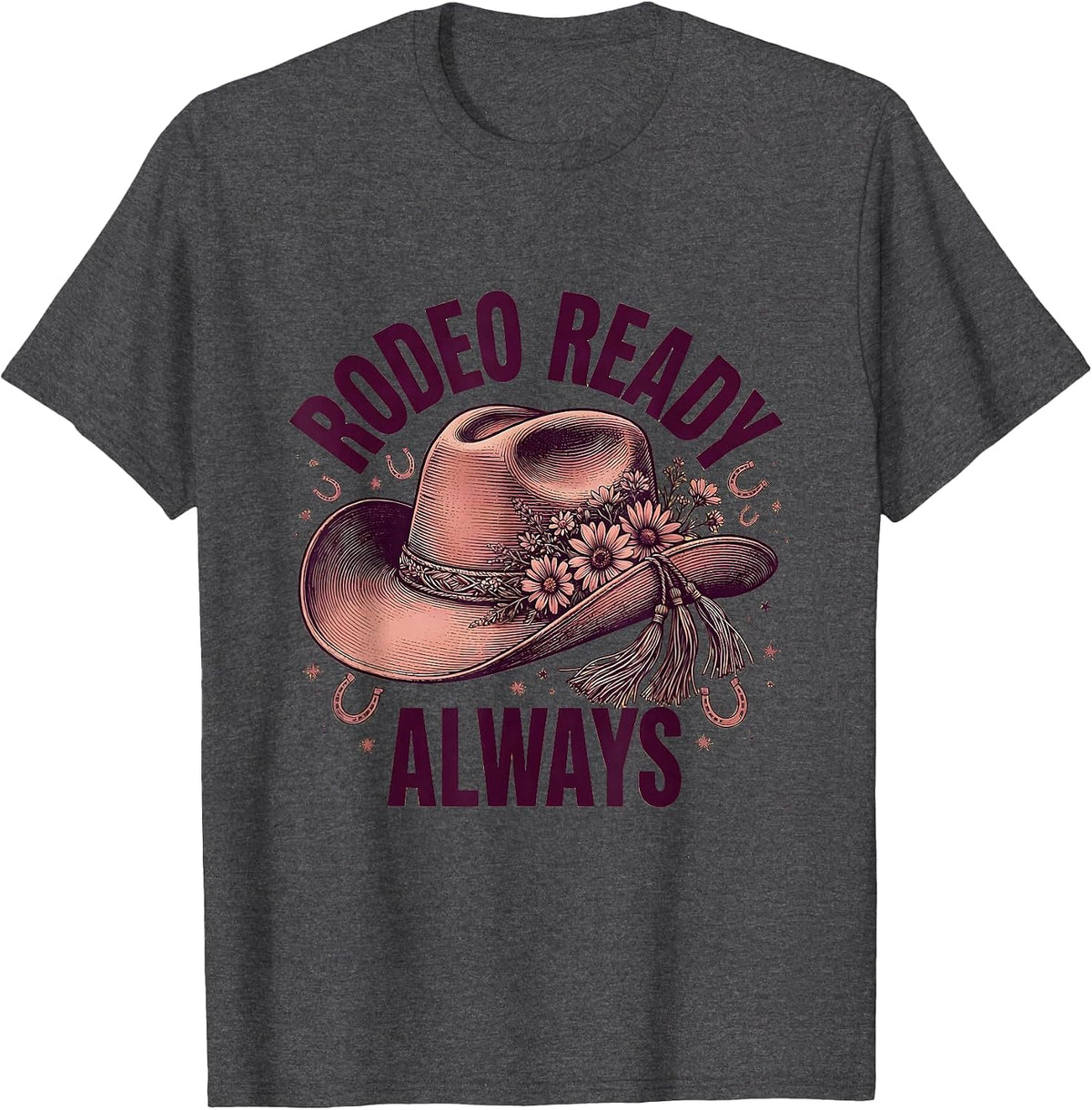 Rodeo Ready Always Cowgirl Girls Design T-Shirt - Dark Heather Grey