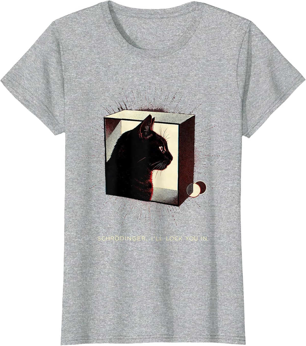 Schrödinger, I’ll Lock You In Funny Science Cat Lover Humor T-Shirt - Heather Grey