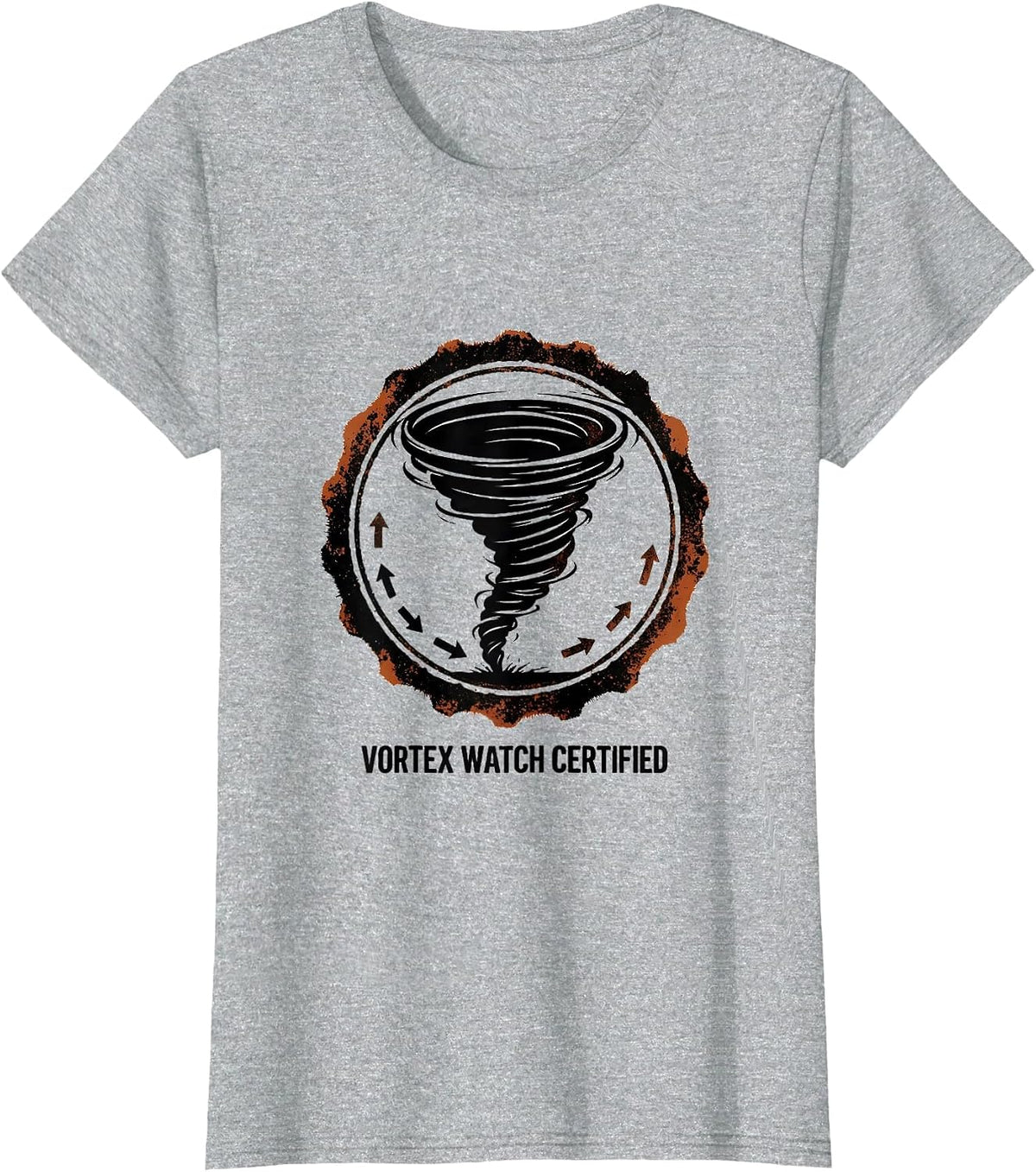 Vortex Watch Certified Rubber Stamp Tornado Enthusiast Storm T-Shirt - Heather Grey