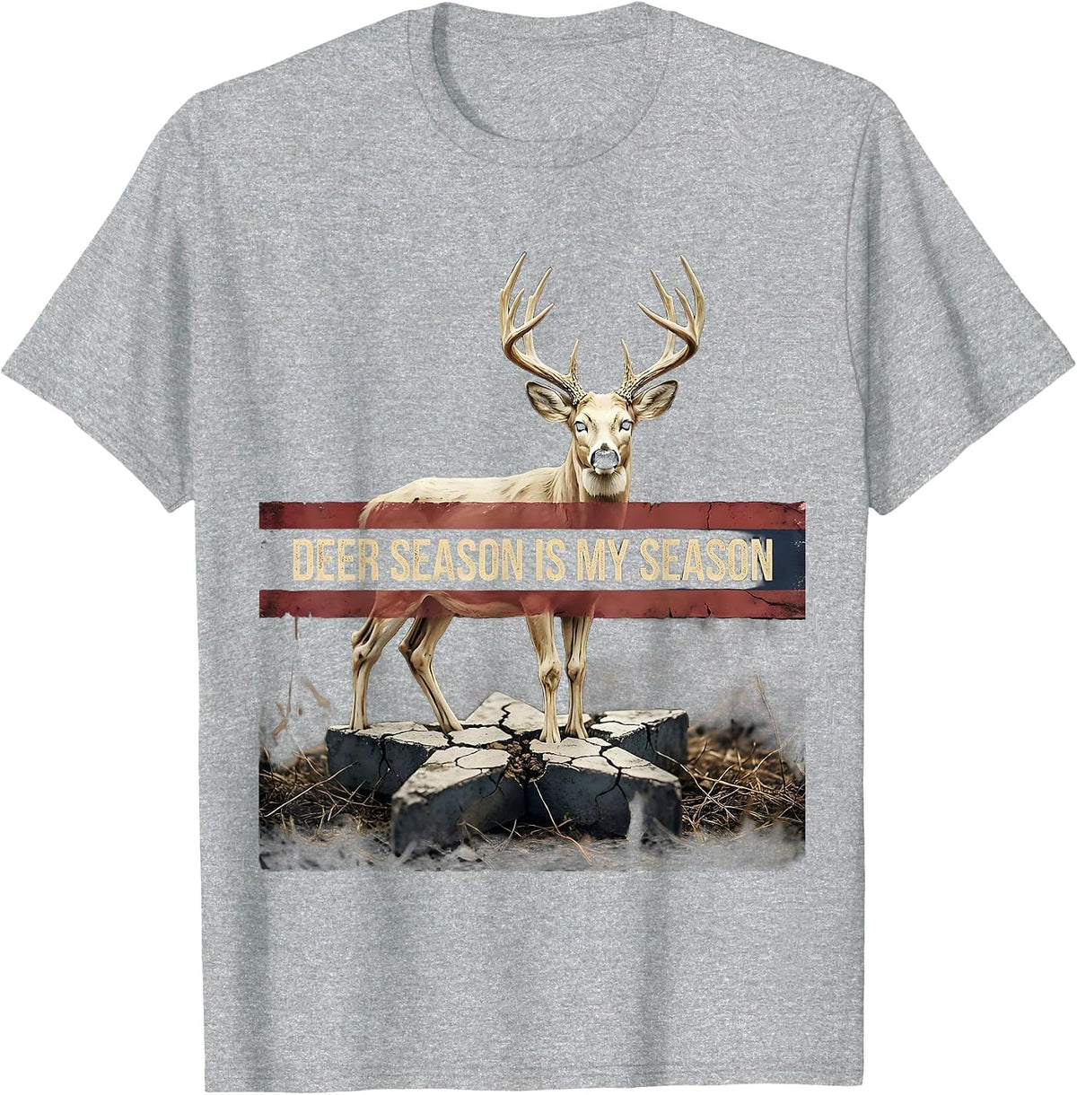 Men's Deer Season Is My Season Camo Dad Deer Hunting Humor T-Shirt - Heather Grey