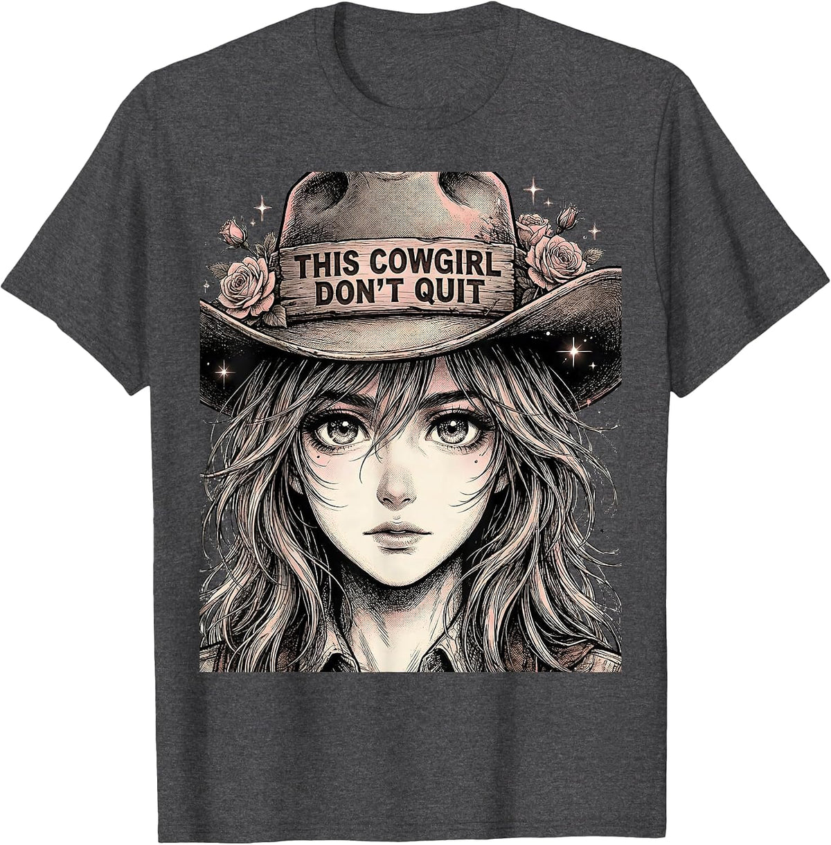 This Cowgirl Don't Quit Rodeo Design T-Shirt - Dark Heather Grey