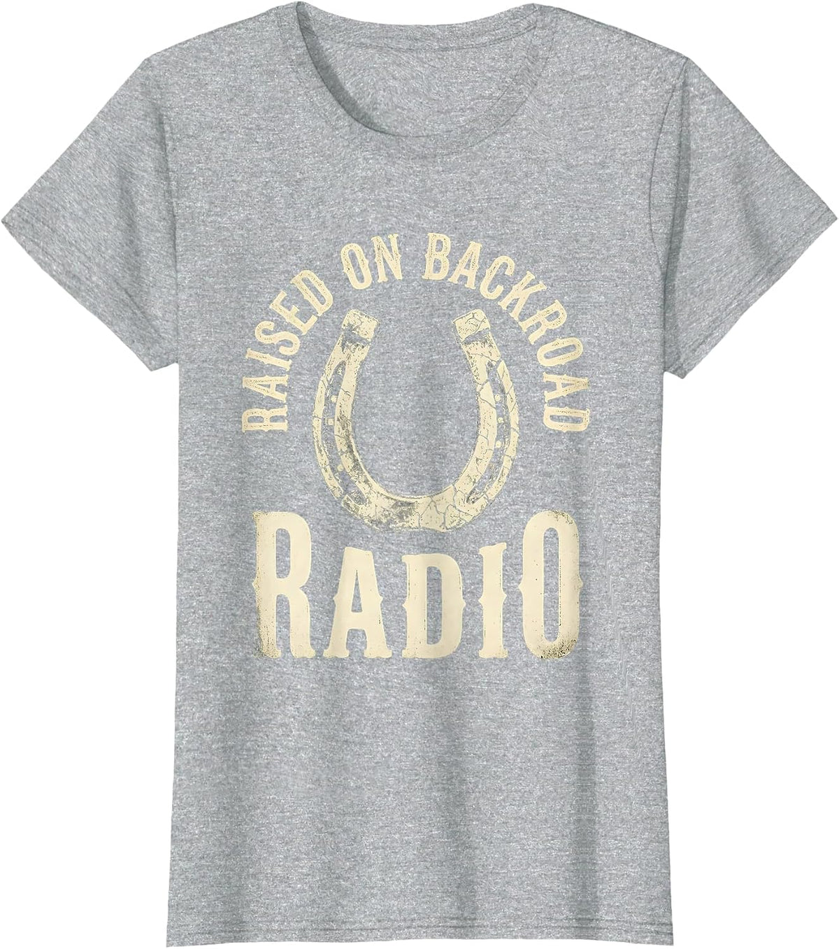 Women's Raised On Backroad Radio Boho Western Cowboy Rodeo Heritage T-Shirt - Heather Grey