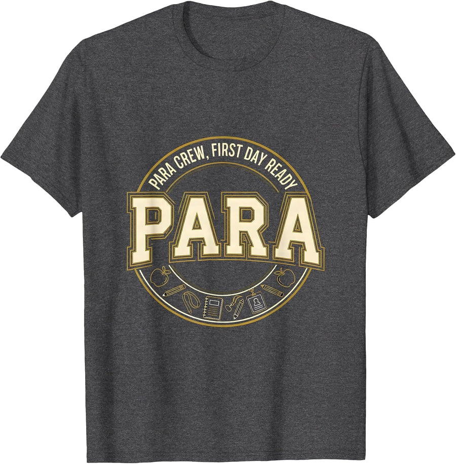 Men's Para Crew First Day Ready Paraprofessional Paraeducator T-Shirt - Dark Heather Grey