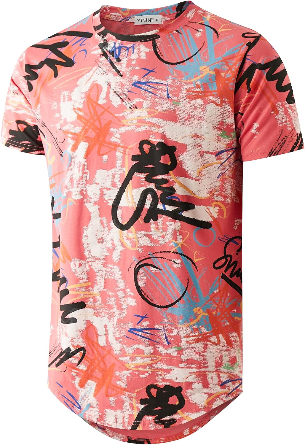 YININF Mens Hipster Hip Hop Short Sleeve Print T-Shirt Shirts Men - Red