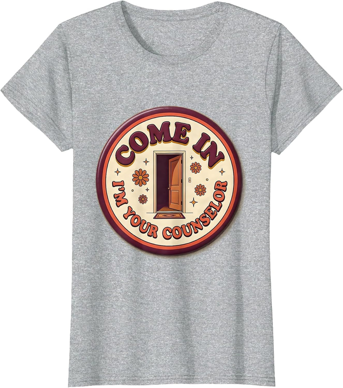 Women's Come In, I'm Your Counselor Groovy Retro School Counselor T-Shirt - Heather Grey