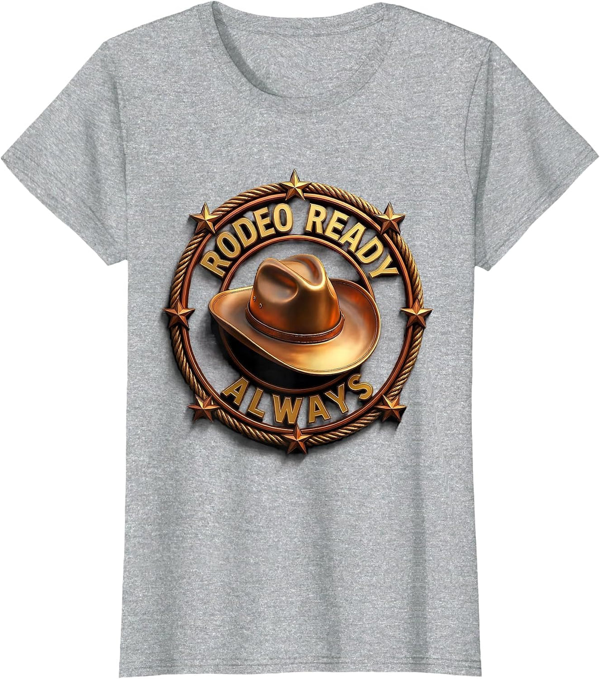 Rodeo Ready Always Cowgirl Design T-Shirt - Heather Grey