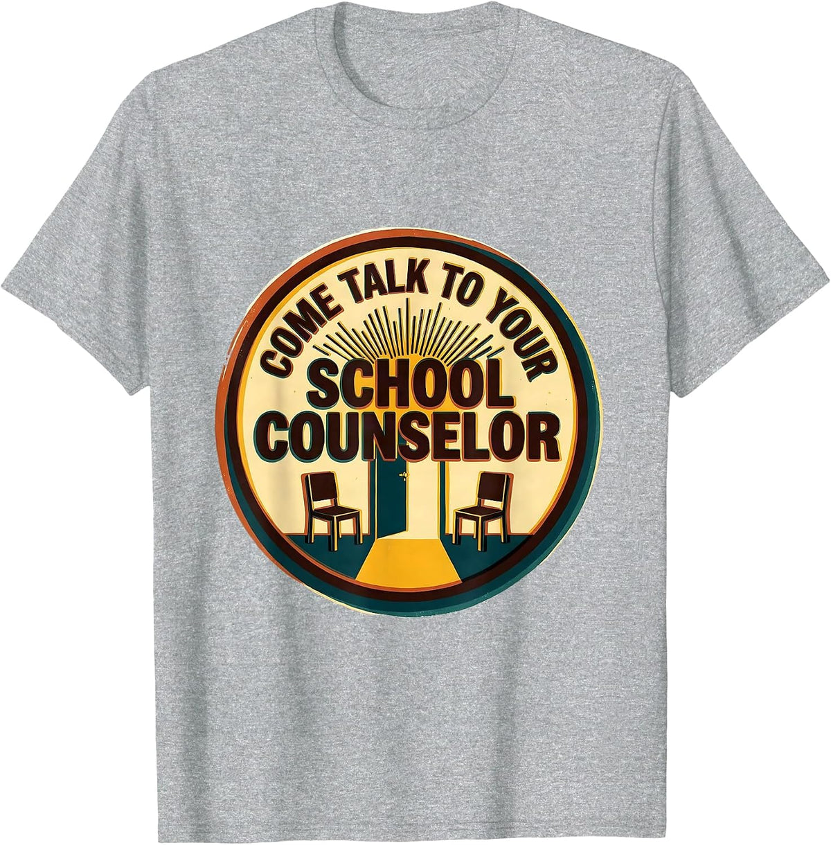 Men's Come Talk To Your School Counselor Groovy Retro Humor T-Shirt - Heather Grey