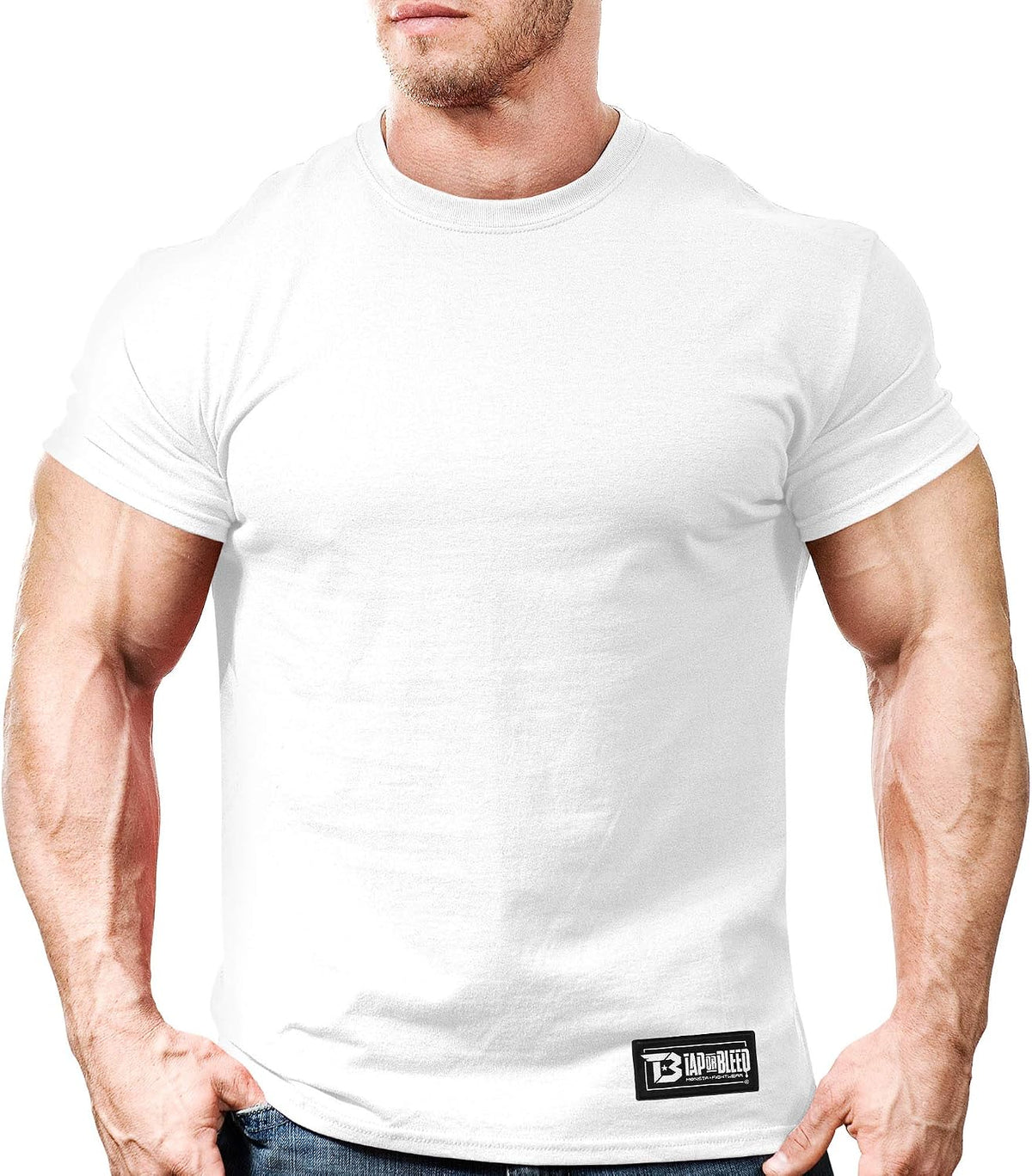 Monsta Clothing Co. Men's MMA Fight (TapOrBleed-000) Fitness Gym T-Shirt - White
