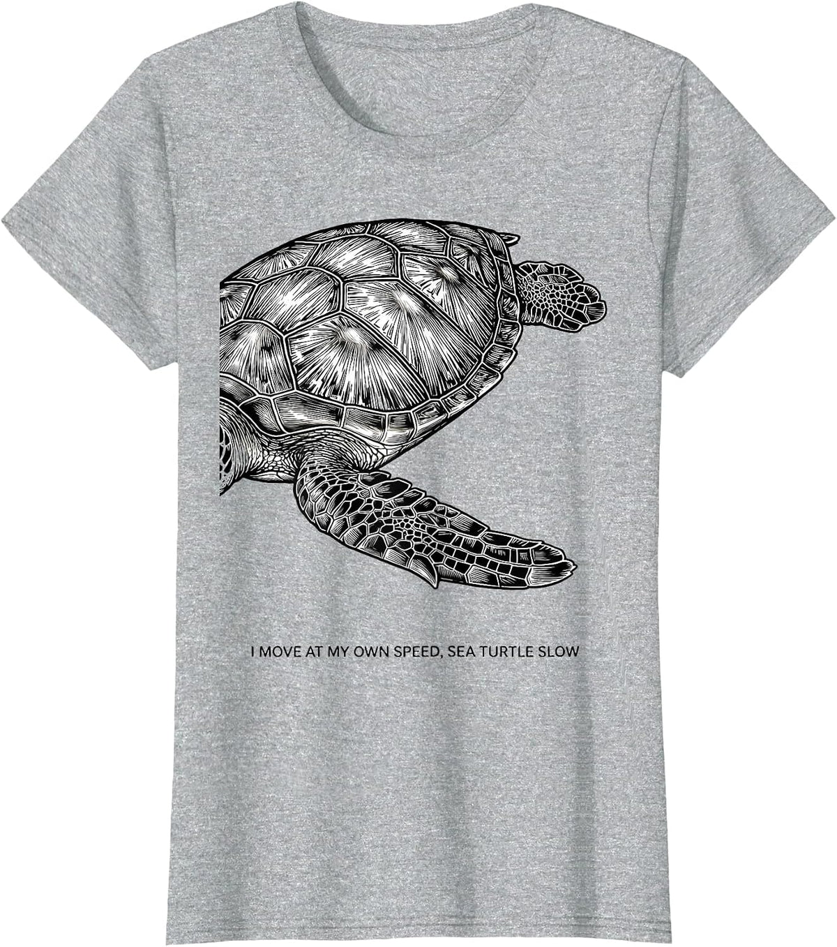 I Move At My Own Speed, Sea Turtle Slow Funny T-Shirt - Heather Grey