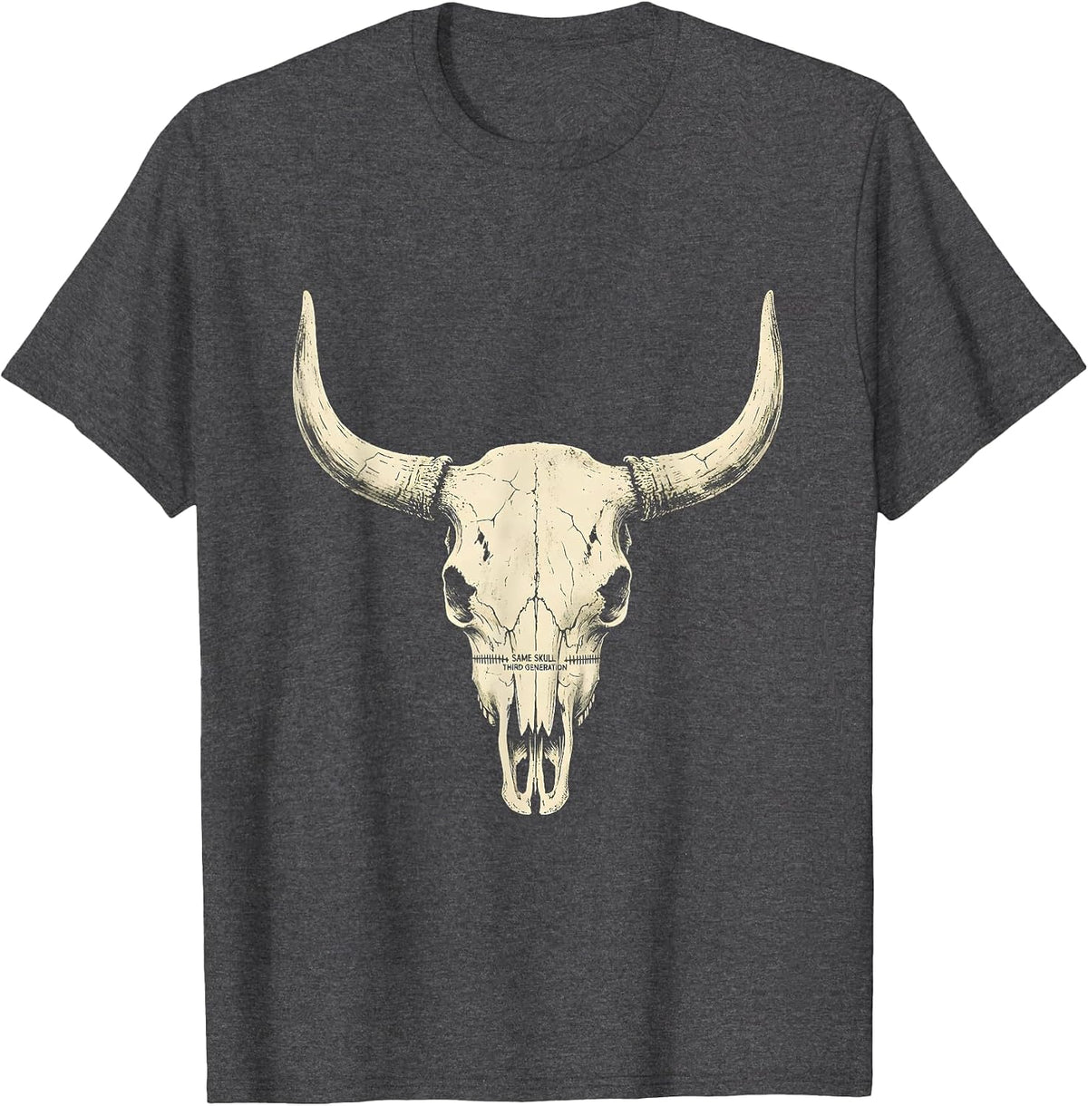 Men's Same Skull Third Generation Vintage Western Cowboy Cowgirl T-Shirt - Dark Heather Grey