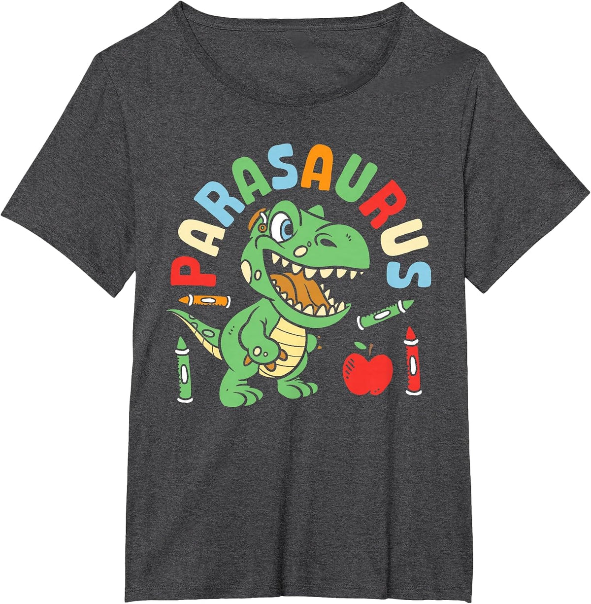 Parasaurus Paraprofessional Dinosaur para Educator T-Shirt - Dark Heather Grey