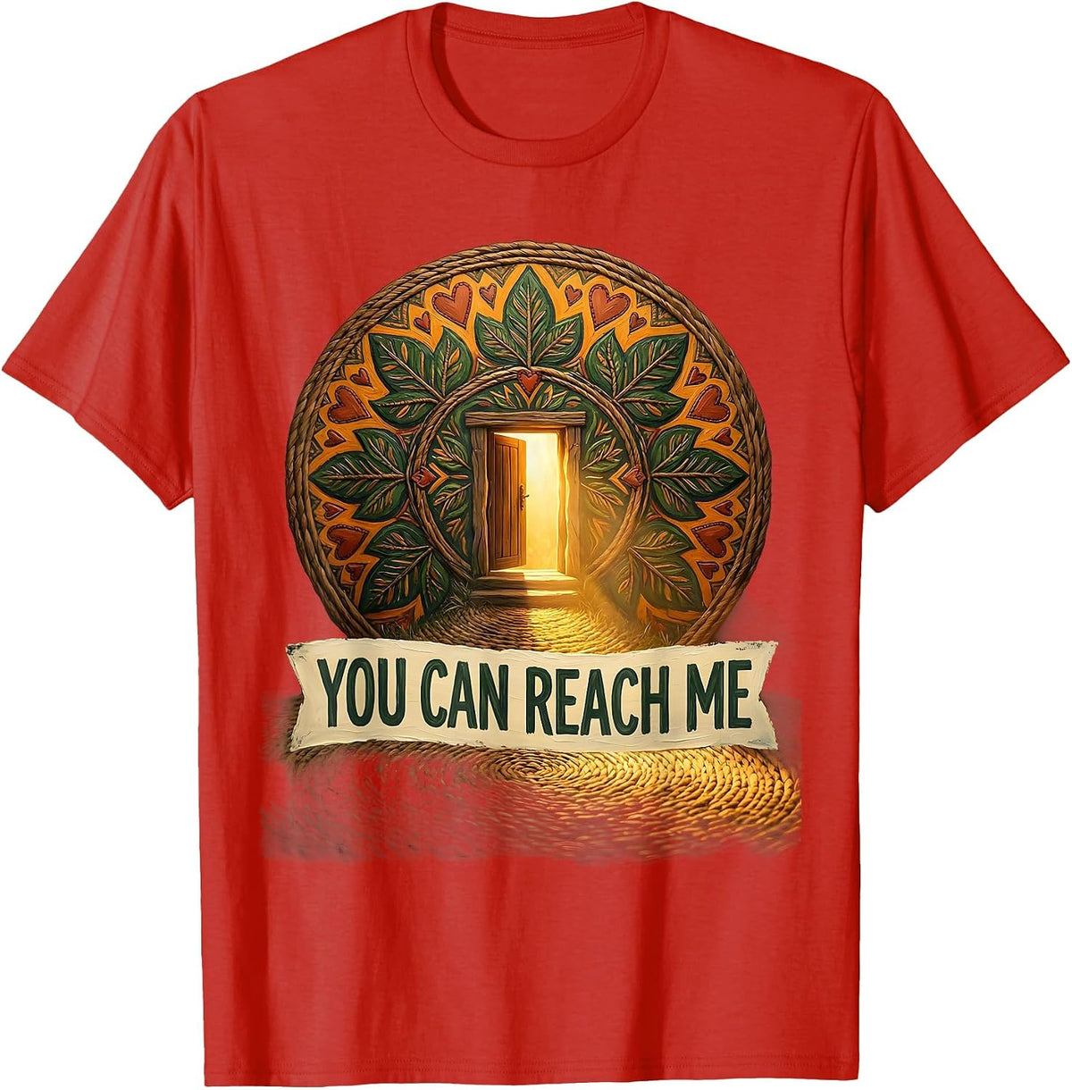 Men's You Can Reach Me Folk Art School Counselor Student Support T-Shirt - Red