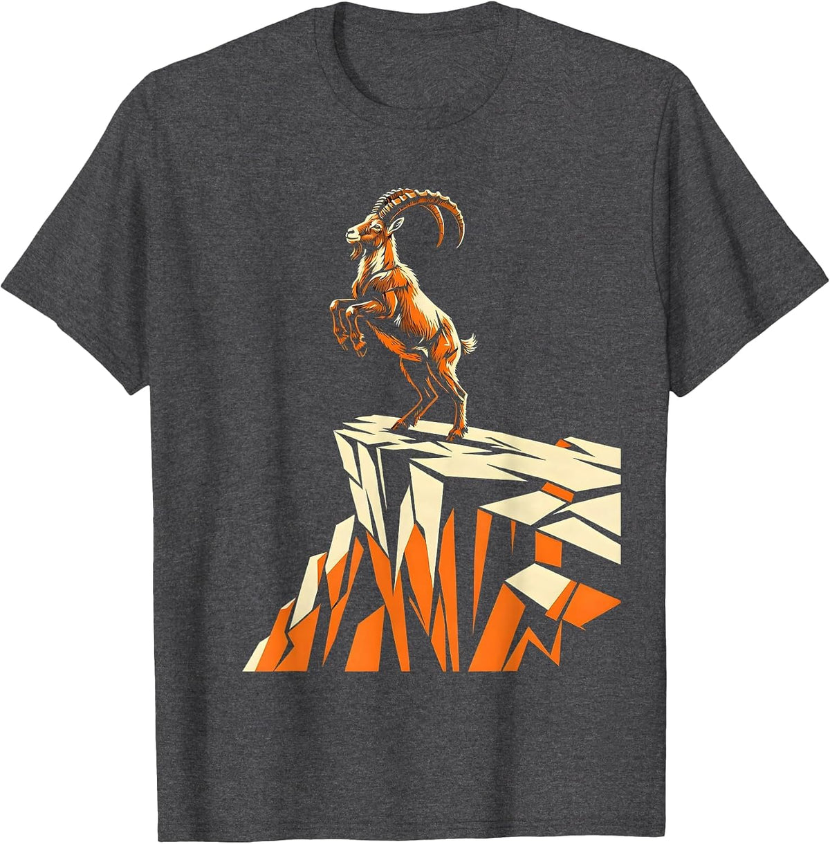 Mountain Goat Sheer Cliff Freedom Graphic T-Shirt - Dark Heather Grey
