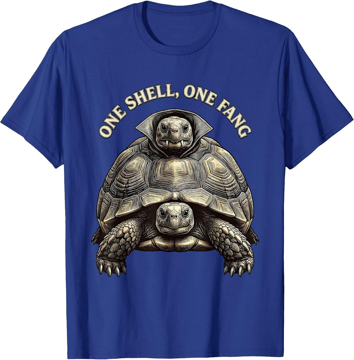 One Shell, One Fang Funny Halloween Turtle Costume Dress-Up T-Shirt - Royal Blue