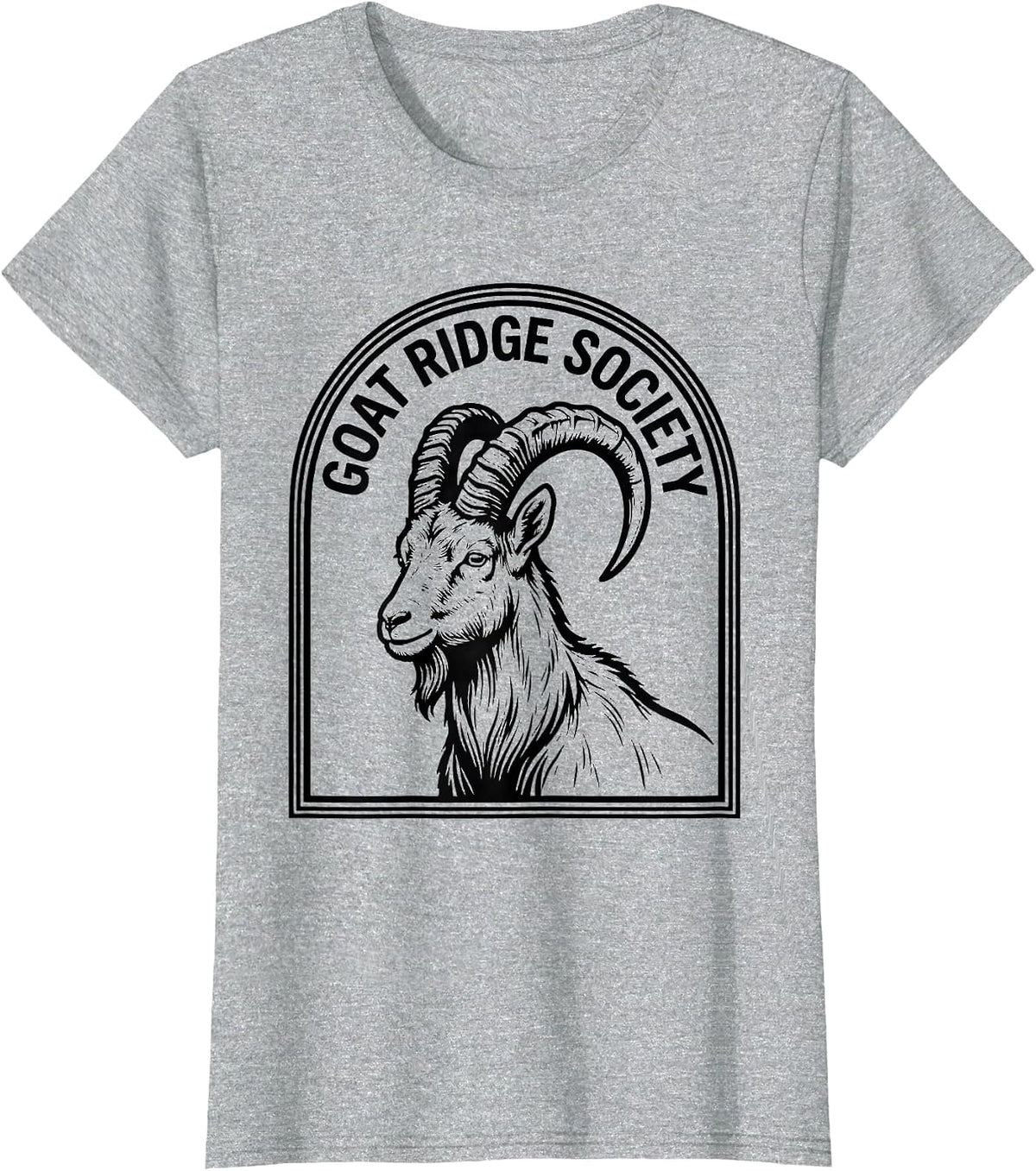 GOAT RIDGE SOCIETY Minimalist Line Art Animal Badge Patch T-Shirt - Heather Grey