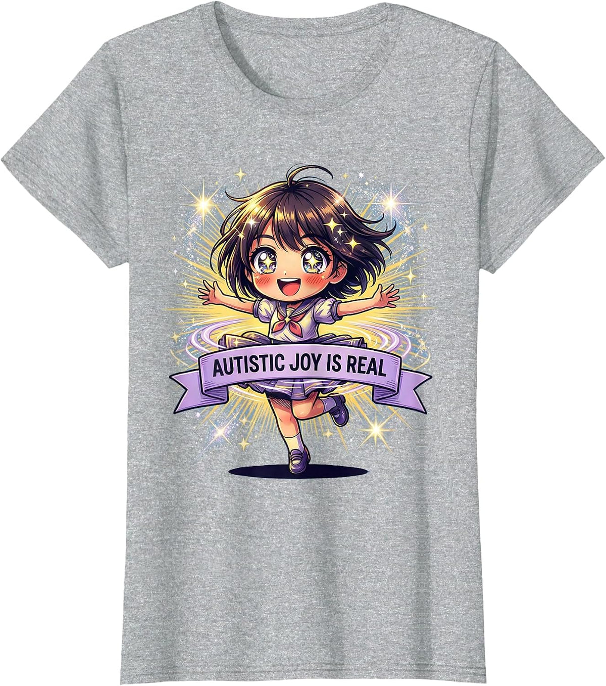 Autistic Joy Is Real Autism Awareness Design T-Shirt - Heather Grey
