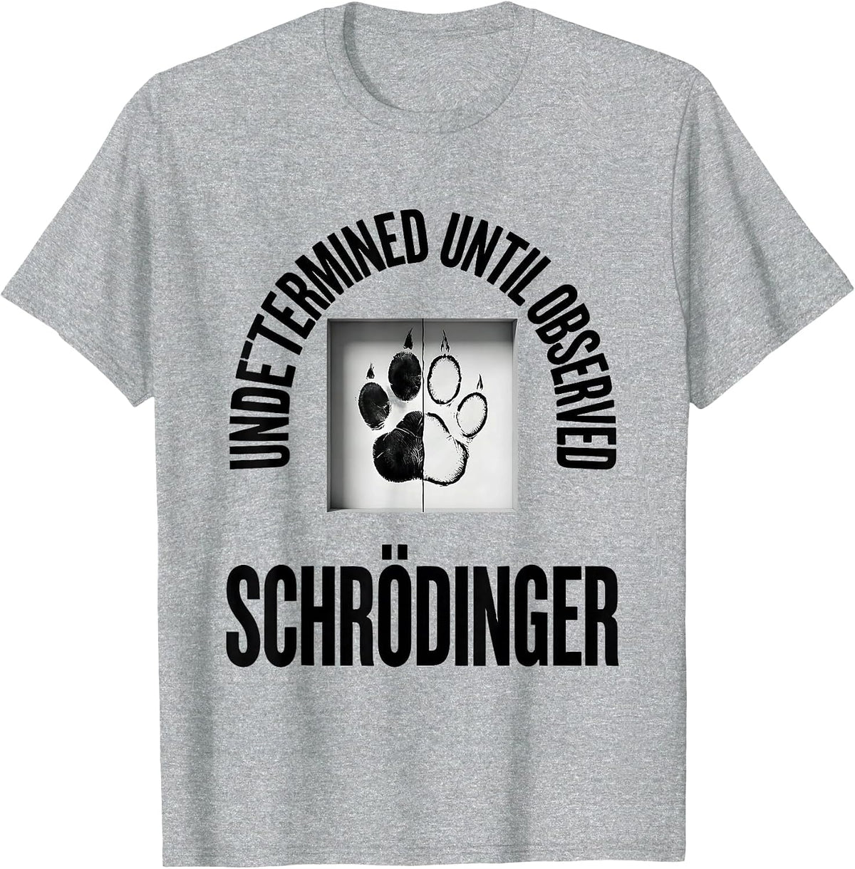 Men's Undetermined Until Observed Schrödinger Science Humor T-Shirt - Heather Grey