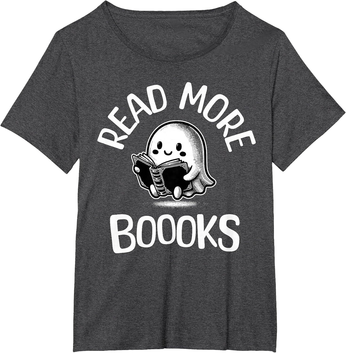 Vintage Halloween Teacher Women Reading Read More Books T-Shirt - Dark Heather Grey