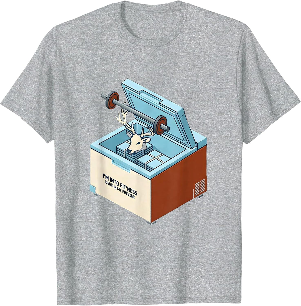 Men's I'm Into Fit'ness Deer In My Freezer Funny Hunting Dad Joke T-Shirt - Heather Grey