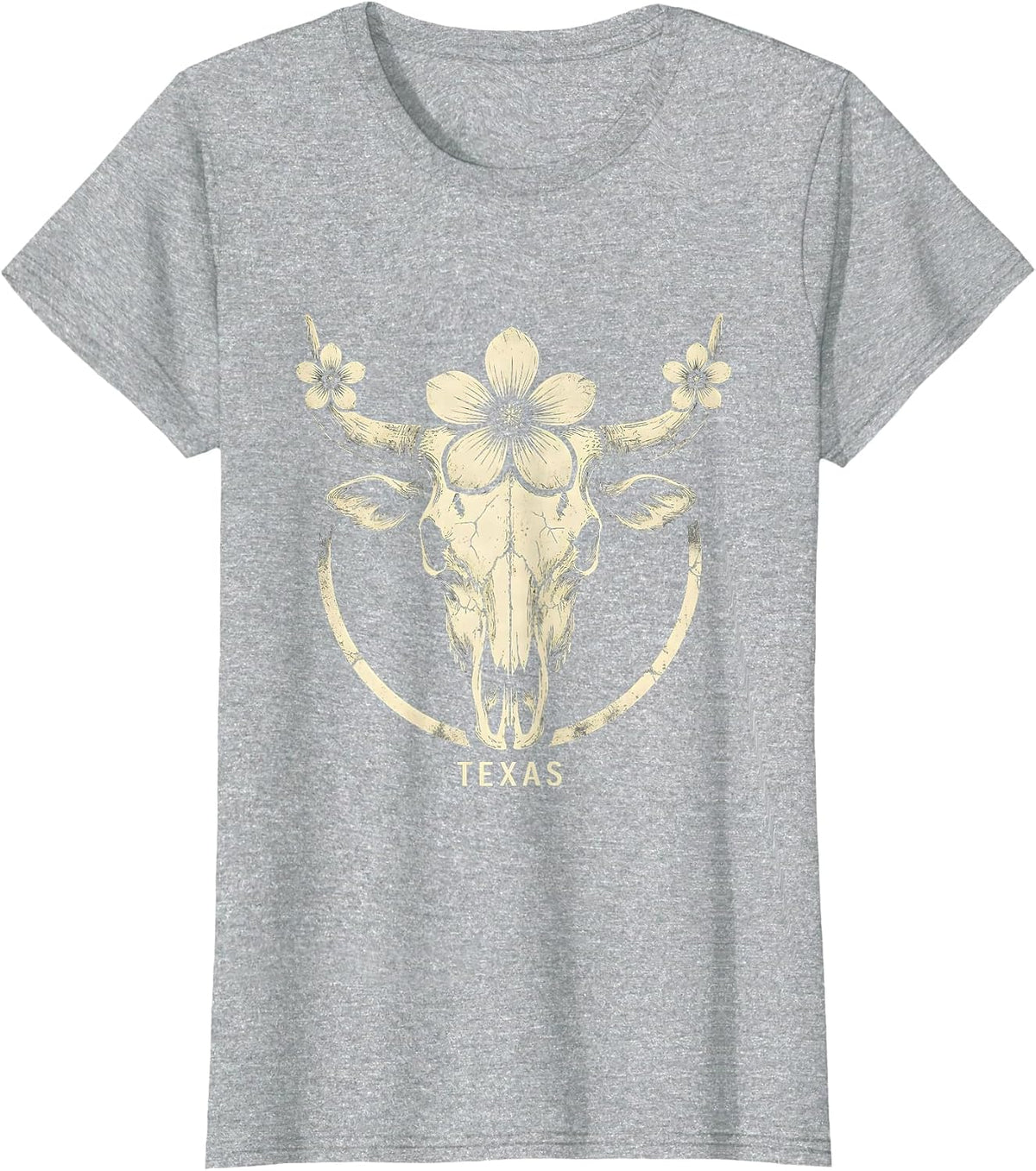 Texas Boho Western State Pride Cowgirl Aesthetic T-Shirt - Heather Grey