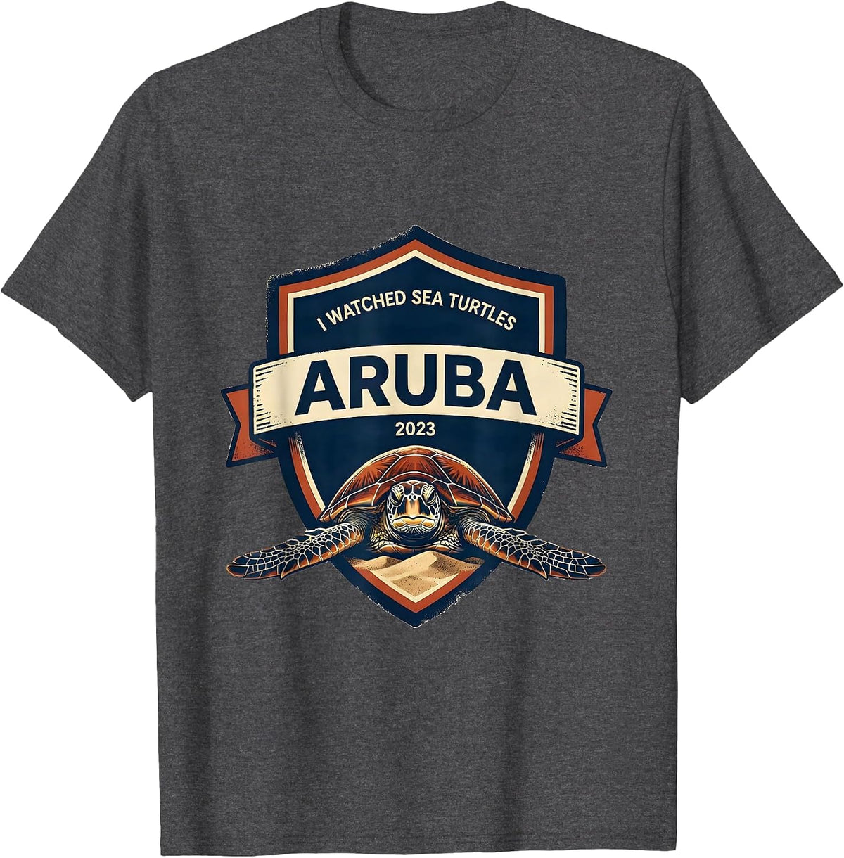Men's I WATCHED SEA TURTLES ARUBA 2023 Souvenir Turtle Lover T-Shirt - Dark Heather Grey