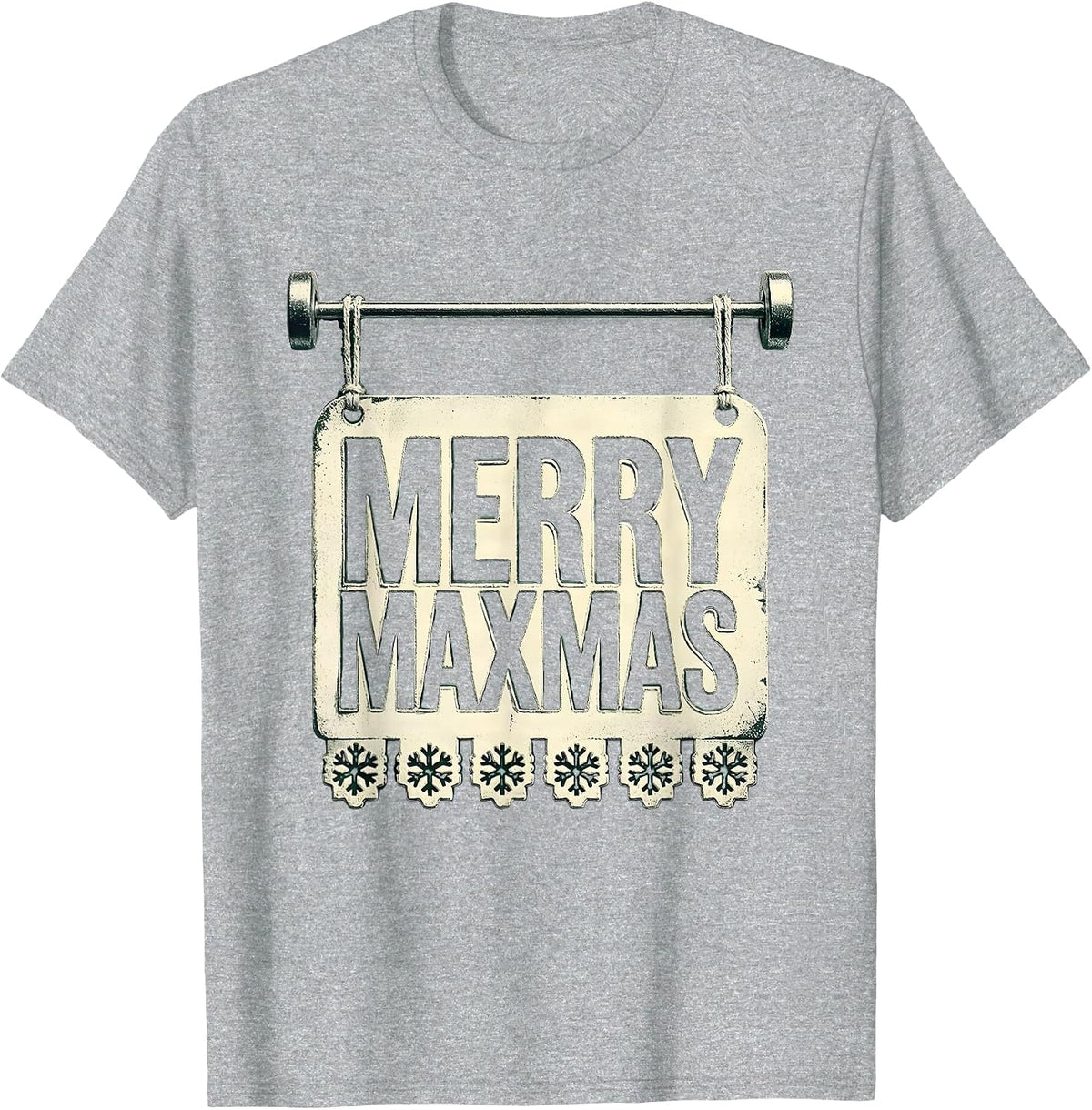 Men's Merry Maxmas Funny Christmas Gym Workout Fitness Gift T-Shirt - Heather Grey
