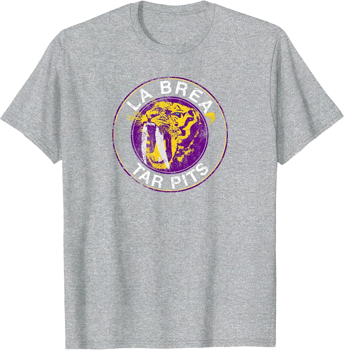 Saber-Tooth Tiger La Brea Tar Pits California T Shirt T-Shirt - Heather Grey