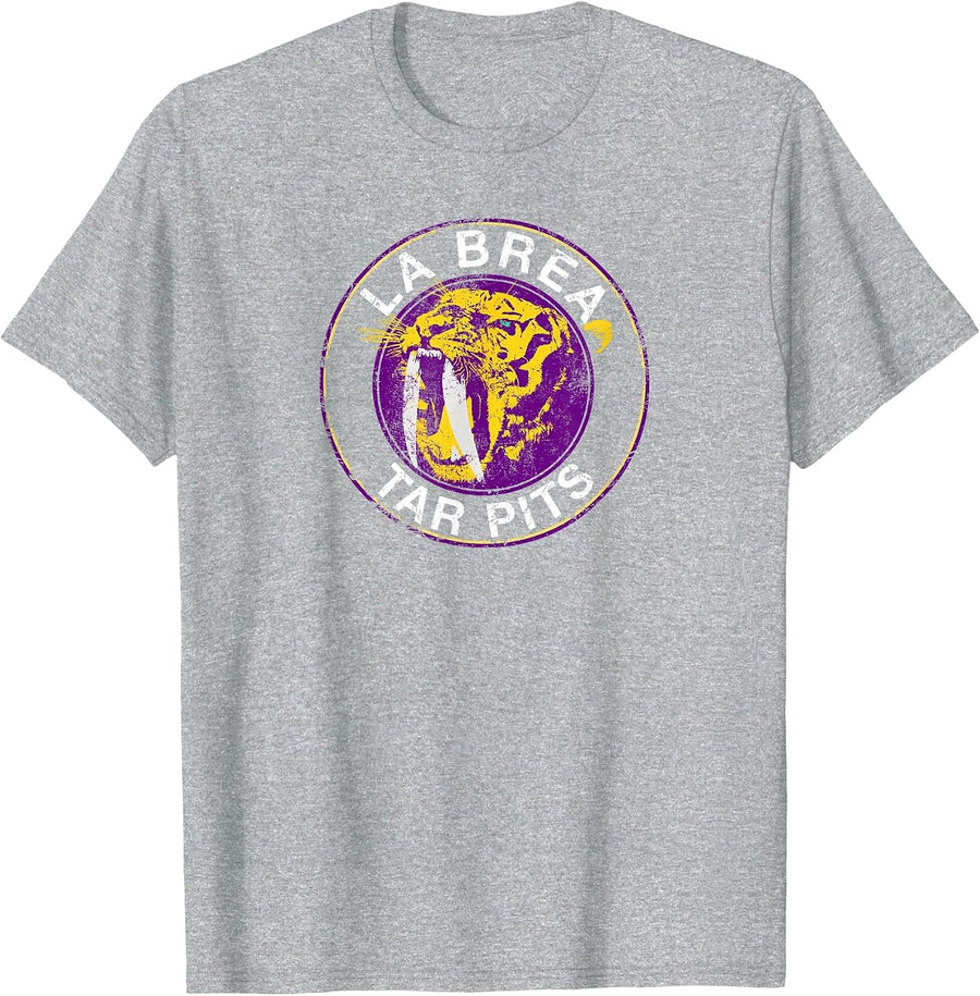 Saber-Tooth Tiger La Brea Tar Pits California T Shirt T-Shirt - Heather Grey