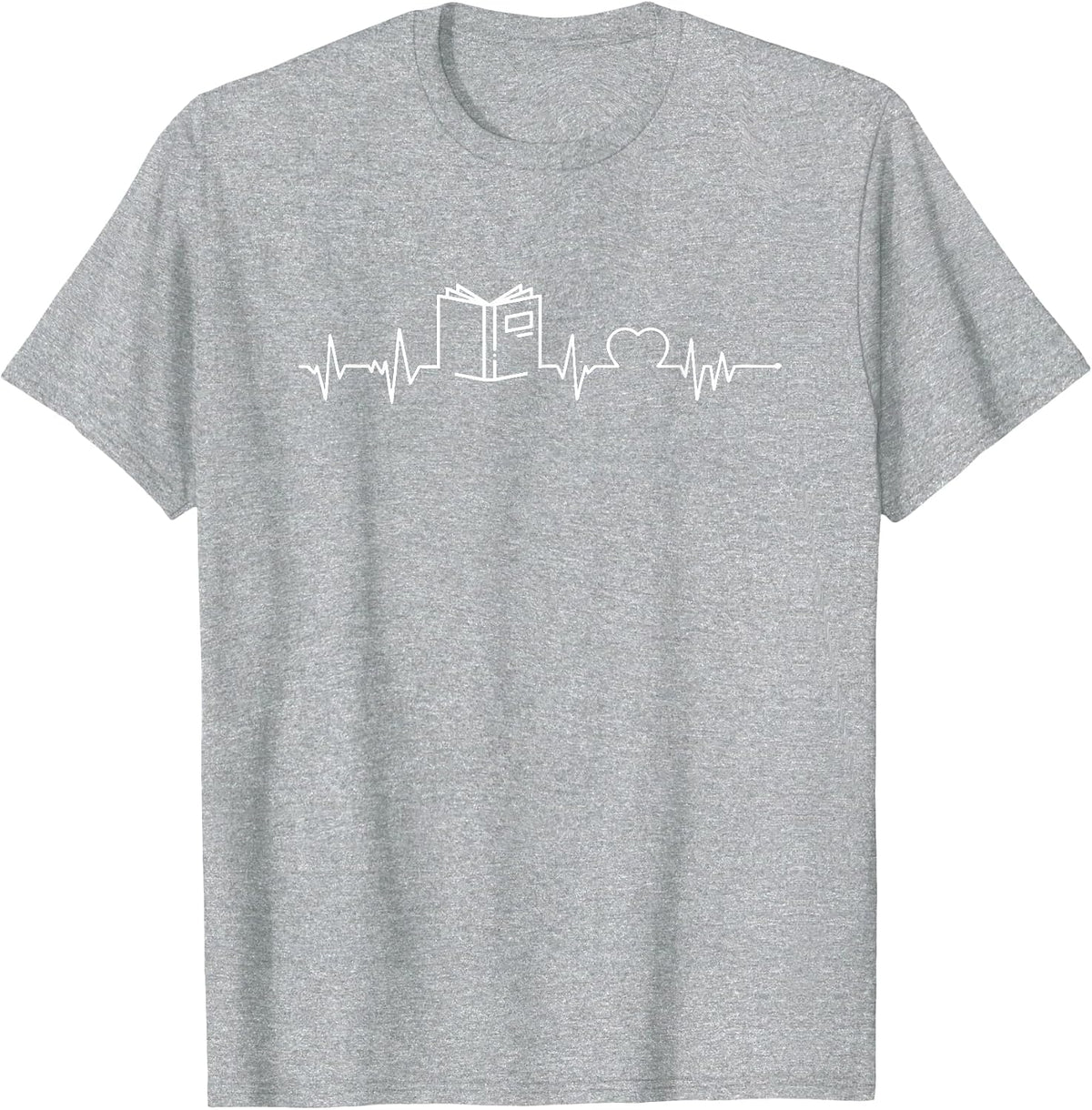 Love Books Heartbeat T-Shirt - Heather Grey