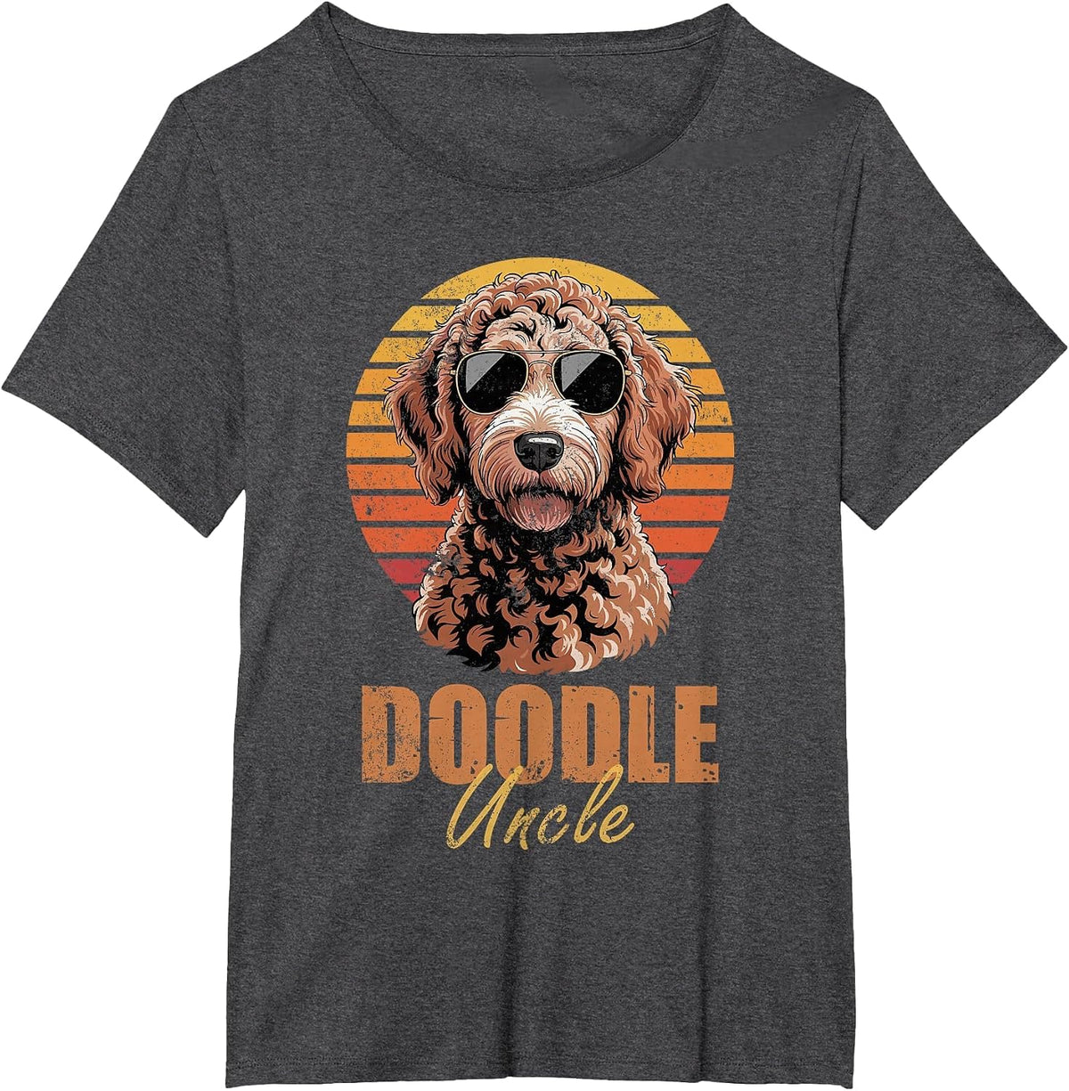 Cool Retro Doodle Uncle Funny Vintage Dog Lovers T-Shirt - Dark Heather Grey