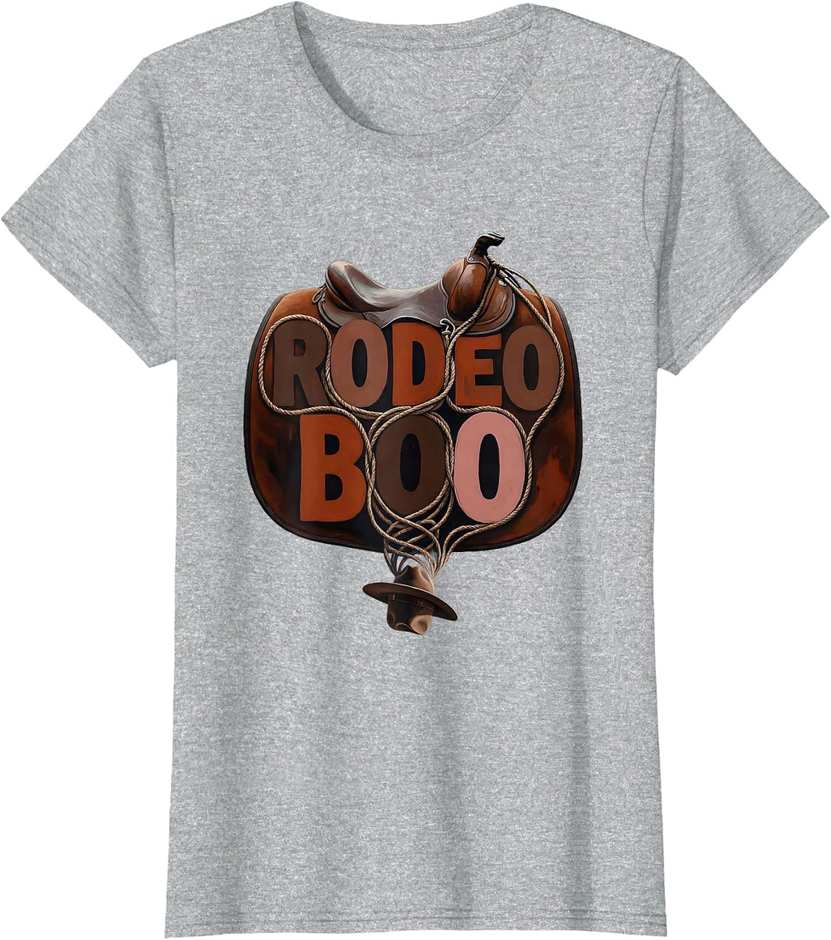 Rodeo Boo Western Ghost Halloween Humor Cowgirl T-Shirt - Heather Grey