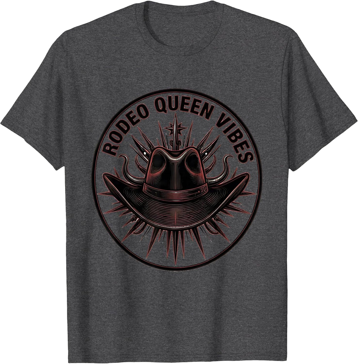 Men's Rodeo Queen Vibes Cowgirl Design T-Shirt - Dark Heather Grey