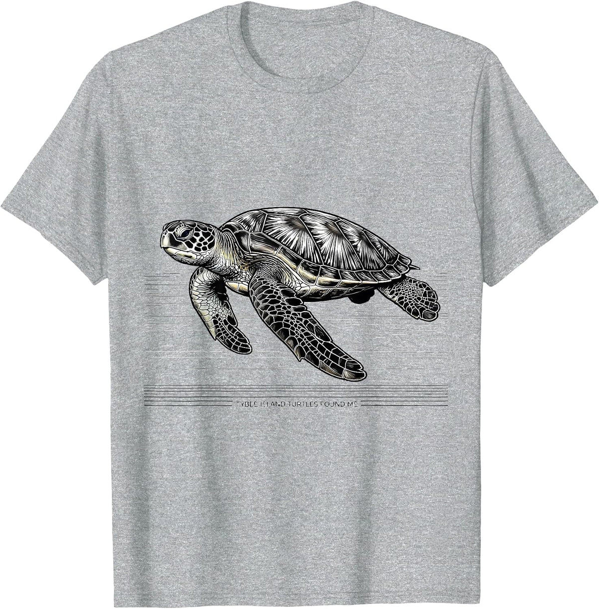 Men's Tybee Island Turtles Found Me Line Art Sea Turtle Lover T-Shirt - Heather Grey