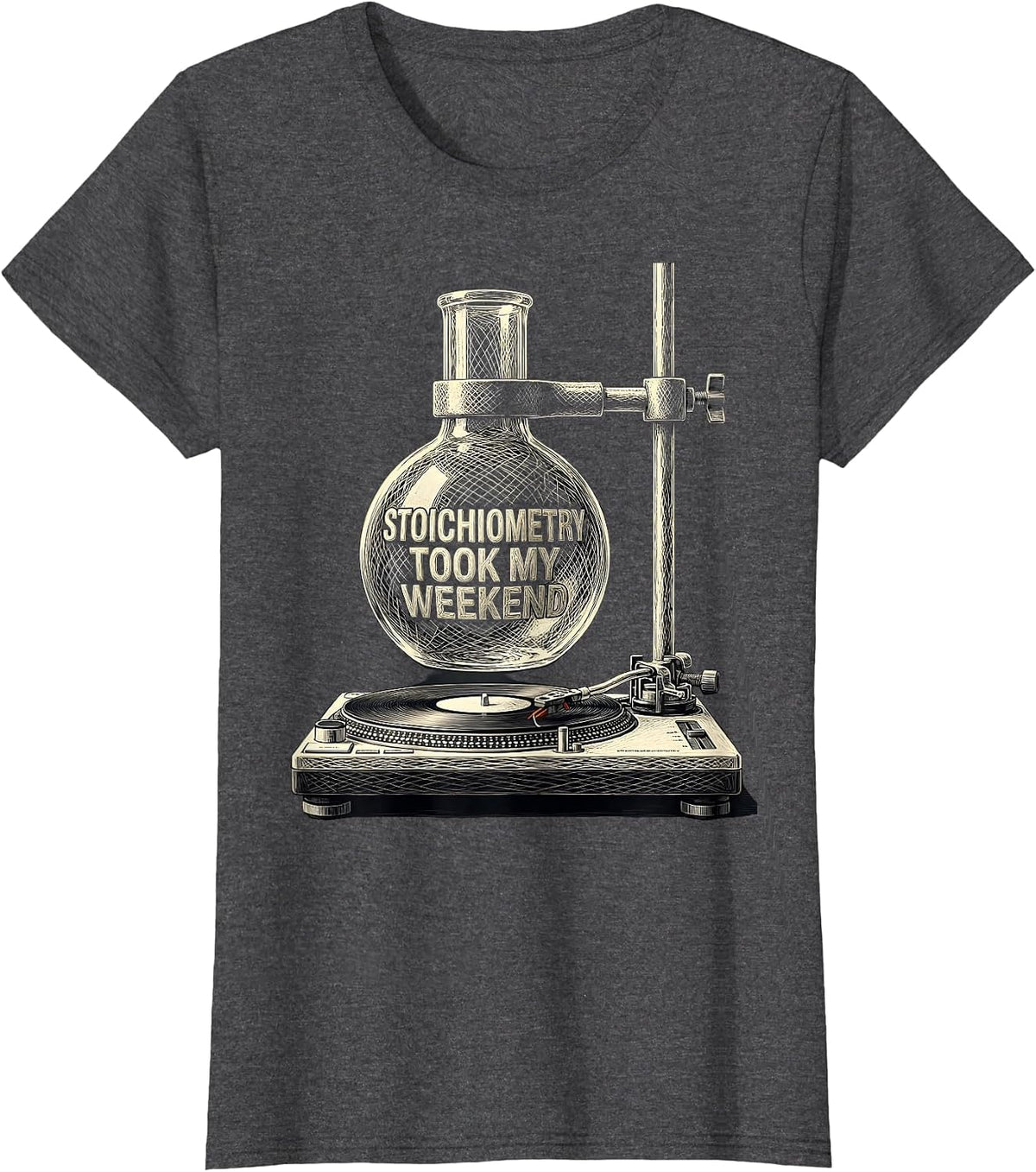 Women's Stoichiometry Took My Weekend Funny Chemistry Science Humor T-Shirt - Dark Heather Grey