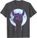Men's Devil Horns Full Moon Rock Music Graphic T-Shirt - Dark Heather Grey