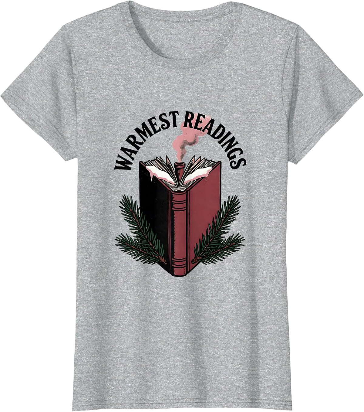 Warmest Readings Cozy Holiday Book Lover Bookworm Humor T-Shirt - Heather Grey