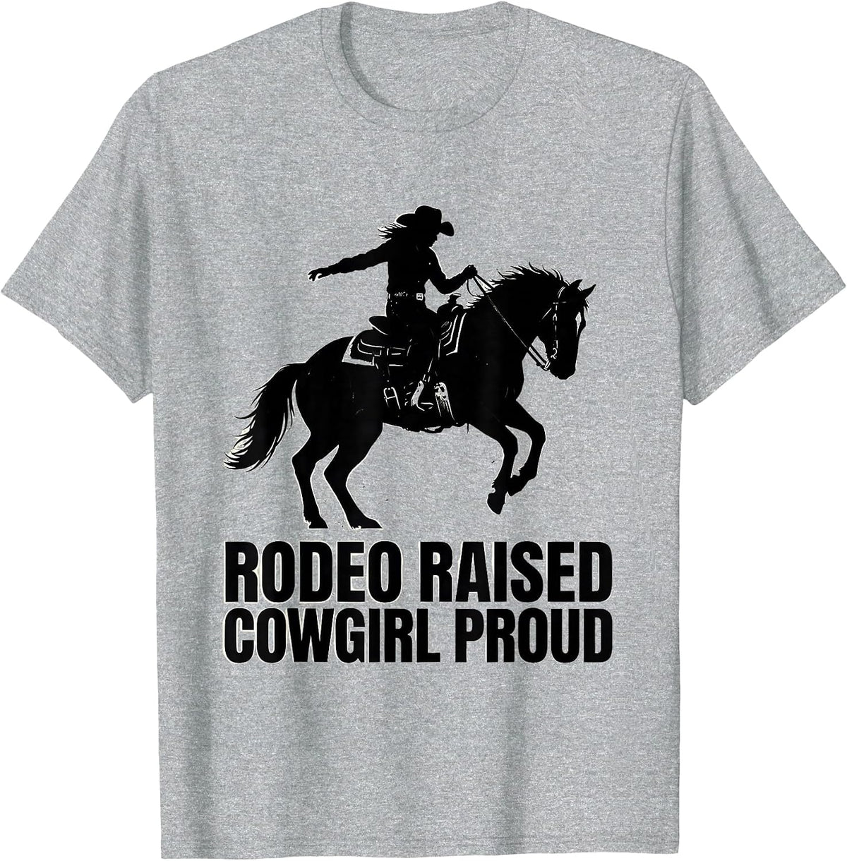 Men's Rodeo Raised, Cowgirl Proud Vintage Western Cowgirl T-Shirt - Heather Grey