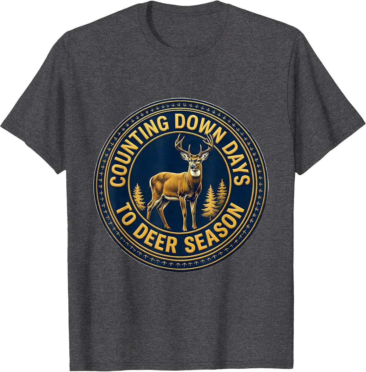 Men's Counting Down Days To Deer Season Funny Hunting Youth T-Shirt - Dark Heather Grey